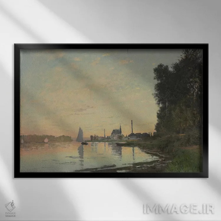 تابلو Argenteuil, 1872,پایان بعدازظهر، آرژانتوی، ۱۸۷۲ اثر کلود مونه (نقاش معروف فرانسوی) - نمای قابدار مشکی