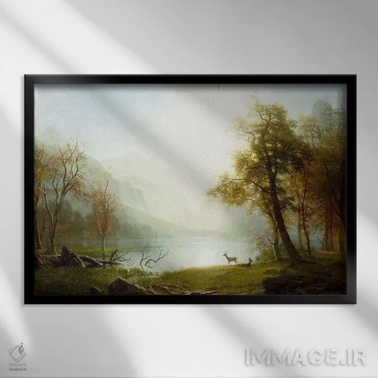 تابلو درهای در کینگز کنیون اثر آلبرت بیرشتات (نقاش منظره آمریکایی) - نمای قابدار مشکی