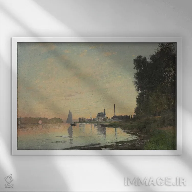 تابلو Argenteuil, 1872,پایان بعدازظهر، آرژانتوی، ۱۸۷۲ اثر کلود مونه (نقاش معروف فرانسوی) - نمای قابدار سفید