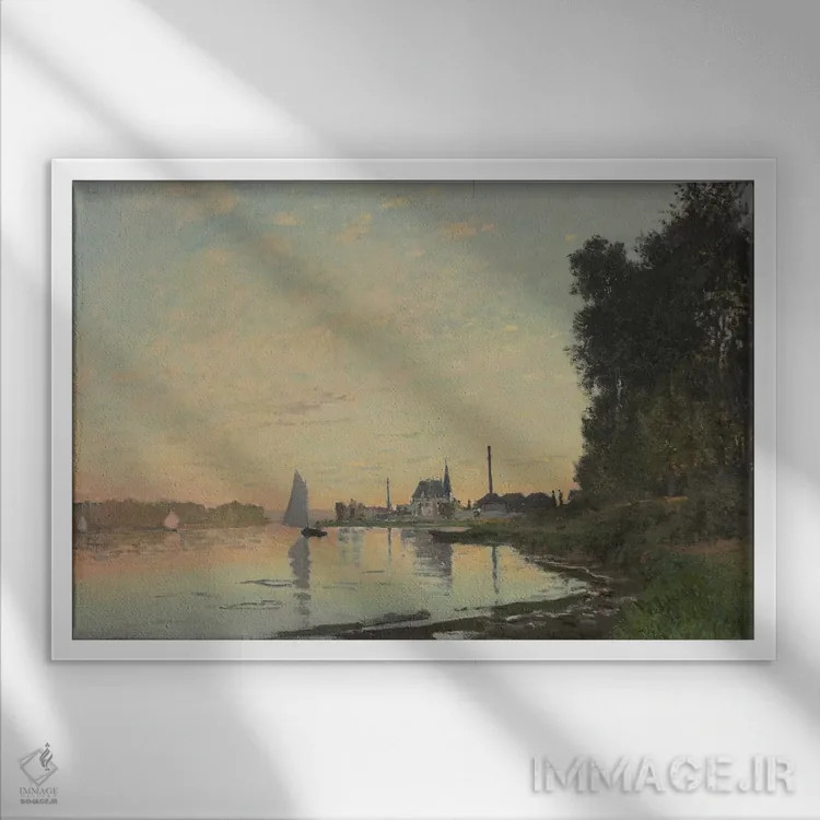 تابلو Argenteuil, 1872,پایان بعدازظهر، آرژانتوی، ۱۸۷۲ اثر کلود مونه (نقاش معروف فرانسوی) - نمای قابدار سفید