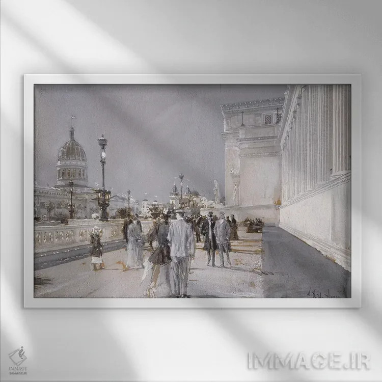 تابلو Chicago,نمایشگاه جهانی، شیکاگو اثر چایلد هسام (نقاش امپرسیونیست آمریکایی) - نمای قابدار سفید