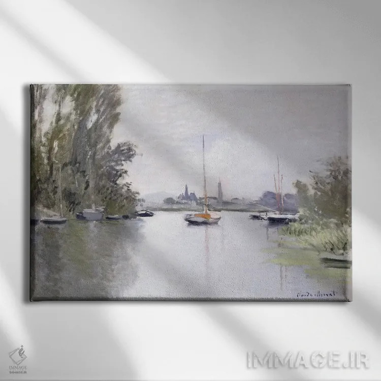 تابلو 1872،نمای آرژانتوی از شاخه کوچک رود سن، ۱۸۷۲ اثر کلود مونه (نقاش معروف فرانسوی) - نمای روبهرو روی دیوار