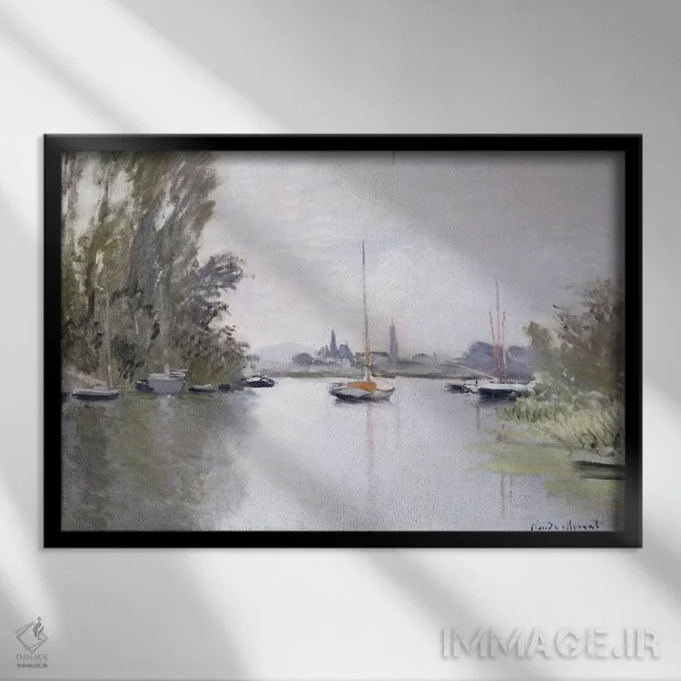 تابلو 1872،نمای آرژانتوی از شاخه کوچک رود سن، ۱۸۷۲ اثر کلود مونه (نقاش معروف فرانسوی) - نمای قابدار مشکی