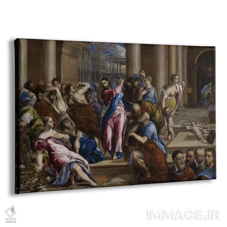 تابلو مسیح در حال راندن صرافان از معبد، حدود ۱۵۷۰ اثر ال گرکو (نقاش یونانی-اسپانیایی) - نمای پرسپکتیو محصول