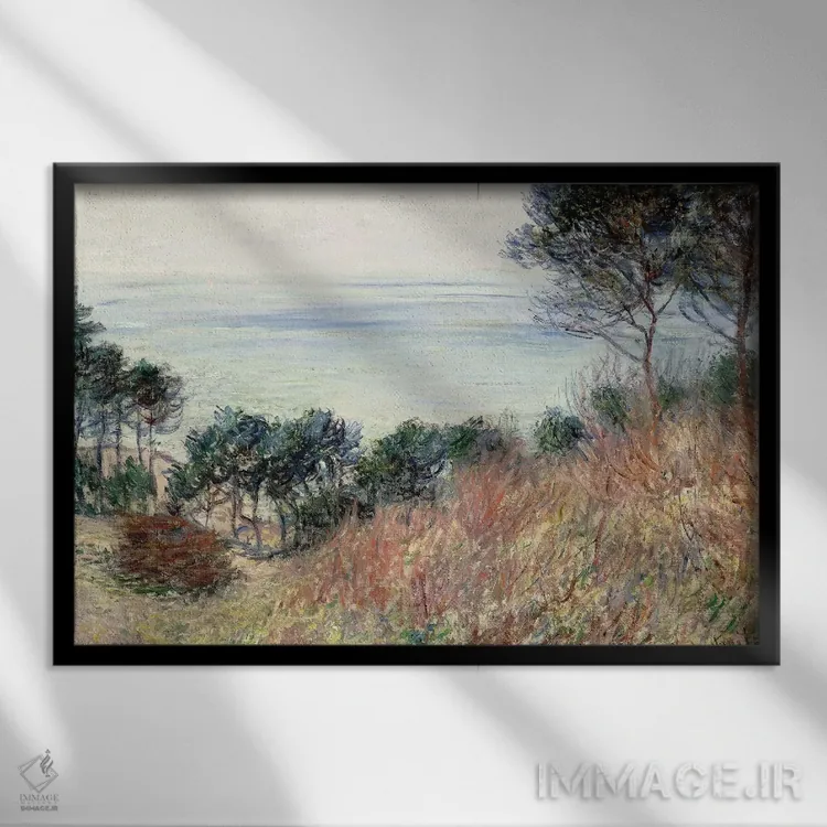 تابلو 1882،ساحل وارنجویل، ۱۸۸۲ اثر کلود مونه (نقاش معروف فرانسوی) - نمای قابدار مشکی