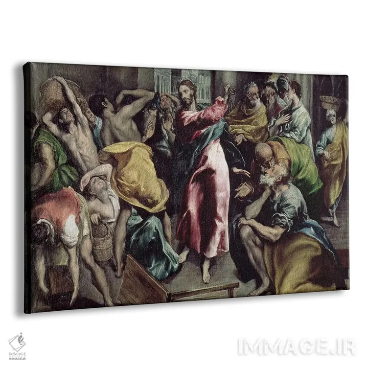 تابلو مسیح در حال راندن بازرگانان از معبد، حدود ۱۶۰۰ اثر ال گرکو (نقاش یونانی-اسپانیایی) - نمای پرسپکتیو محصول