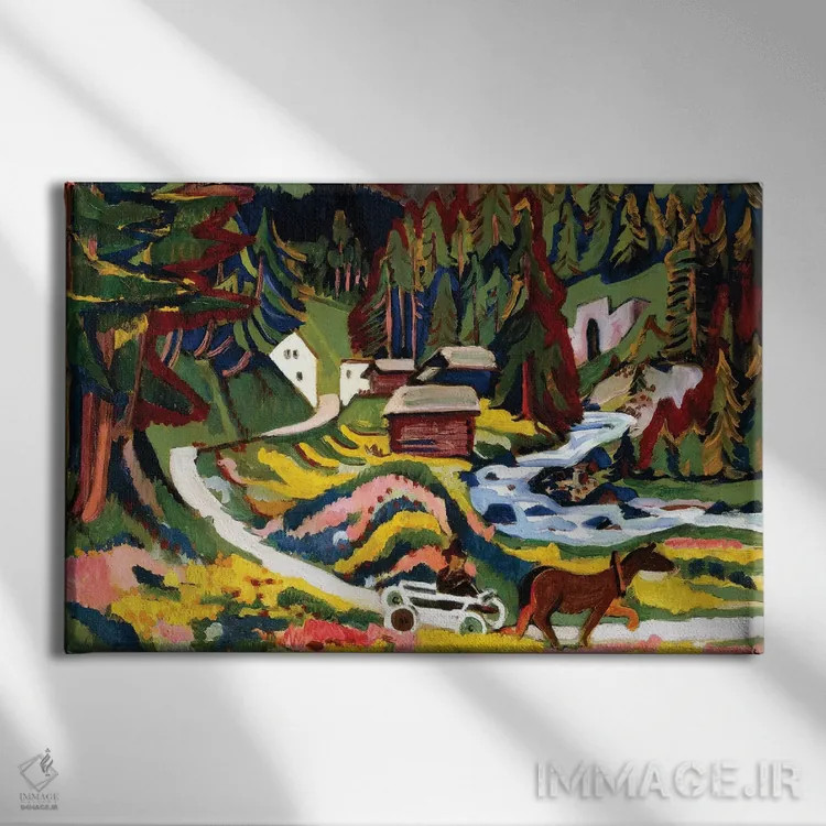 تابلو Sertig, 1924-25،منظره بهاری، سرتیگ، ۱۹۲۴–۱۹۲۵ اثر ارنست لودویگ کیرشنر (نقاش اکسپرسیونیست آلمانی) - نمای روبهرو روی دیوار