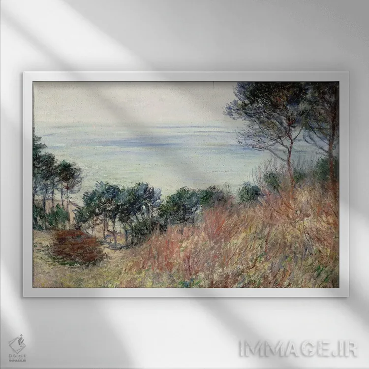 تابلو 1882،ساحل وارنجویل، ۱۸۸۲ اثر کلود مونه (نقاش معروف فرانسوی) - نمای قابدار سفید