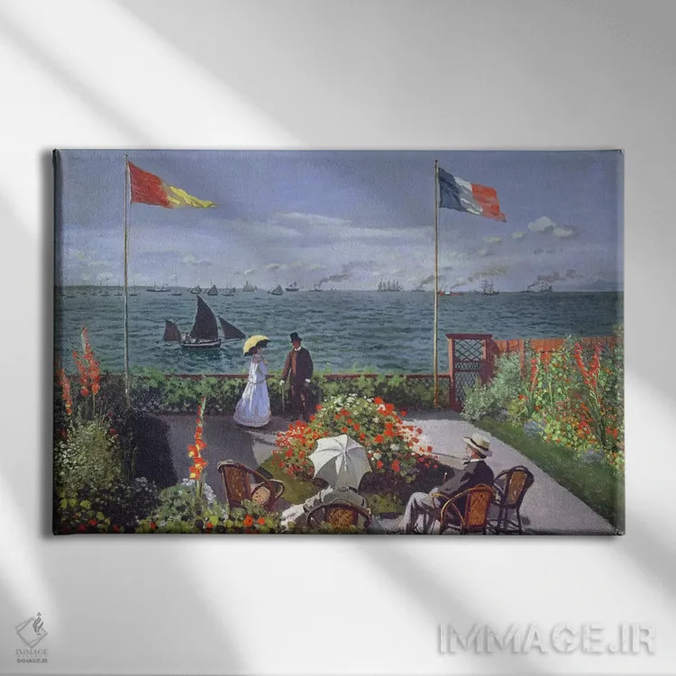 تابلو تراس در سنت آدرس، ۱۸۶۷ اثر کلود مونه (نقاش معروف فرانسوی) - نمای روبهرو روی دیوار