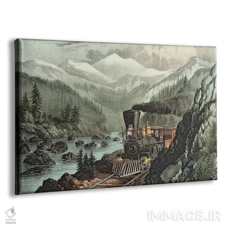 تابلو جاده به کالیفرنیا. رودخانه تراکی، سیرا نوادا. راهآهن مرکزی پاسیفیک، ۱۸۷۱ اثر ان. کریر (نقاش/آرشیویست) - نمای پرسپکتیو محصول