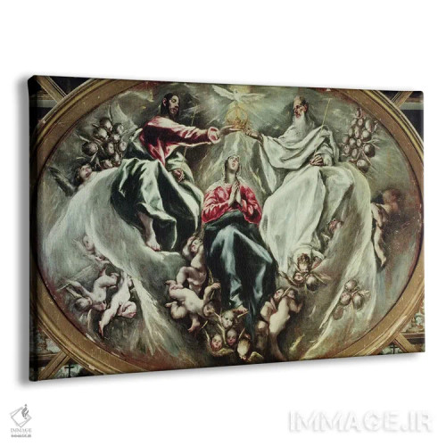 تابلو تاجگذاری مریم مقدس، ۱۵۹۷-۱۶۰۳ (بیمارستان لا کاریداد) اثر ال گرکو (نقاش یونانی-اسپانیایی) - نمای پرسپکتیو محصول