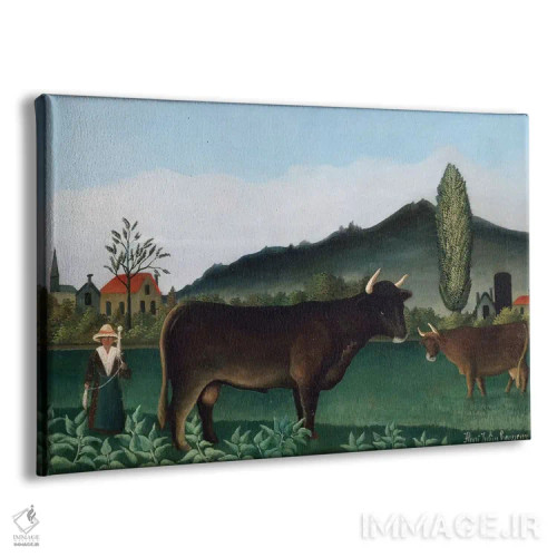 تابلو منظره با گاو، ۱۸۸۶ اثر آنری روسو - نمای پرسپکتیو محصول