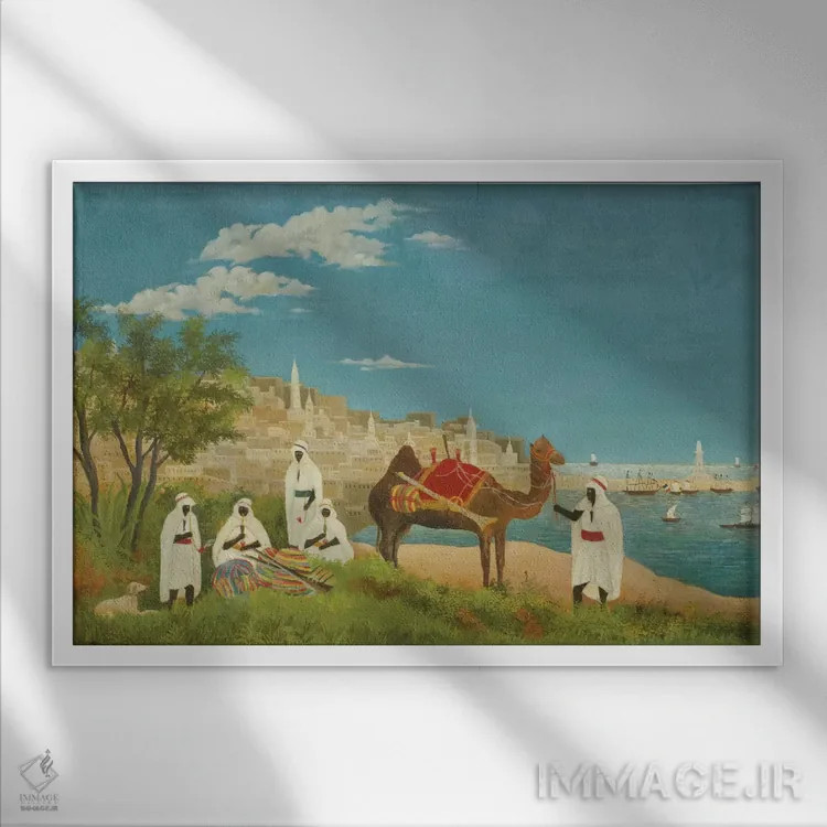 تابلو منظره، الجزیره، ۱۸۸۰ اثر آنری روسو - نمای قابدار سفید