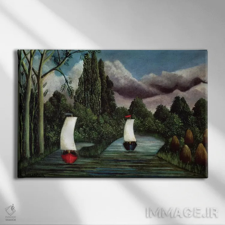 تابلو کرانههای رود اوآز، ۱۹۰۵ اثر آنری روسو - نمای روبهرو روی دیوار