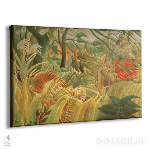 تابلو ببر در طوفان استوایی (غافلگیر شده!)، ۱۸۹۱ اثر آنری روسو - نمای پرسپکتیو محصول