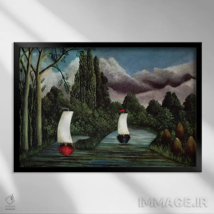 تابلو کرانههای رود اوآز، ۱۹۰۵ اثر آنری روسو - نمای قابدار مشکی