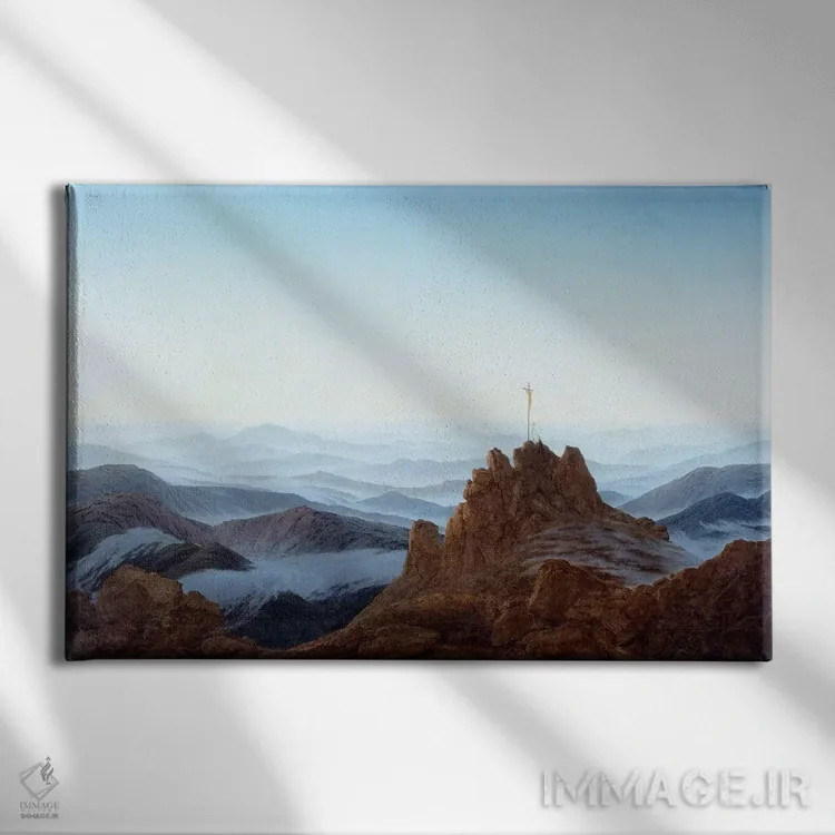 تابلو صبح در ریزنگبیرگه، ۱۸۱۰-۱۸۱۱ (کوهستان اروپا مرکزی) اثر کاسپار داوید فریدریش (نقاش رمانتیک آلمانی) - نمای روبهرو روی دیوار