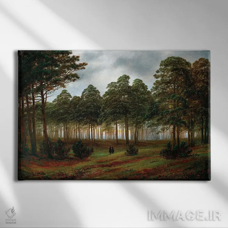 تابلو غروب، ۱۸۲۰-۱۸۲۶ اثر کاسپار داوید فریدریش (نقاش رمانتیک آلمانی) - نمای روبهرو روی دیوار