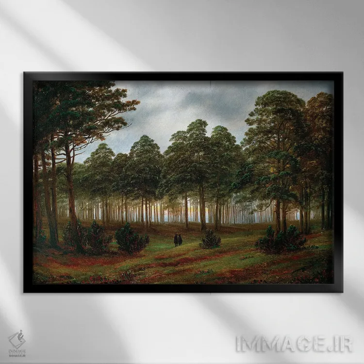 تابلو غروب، ۱۸۲۰-۱۸۲۶ اثر کاسپار داوید فریدریش (نقاش رمانتیک آلمانی) - نمای قابدار مشکی