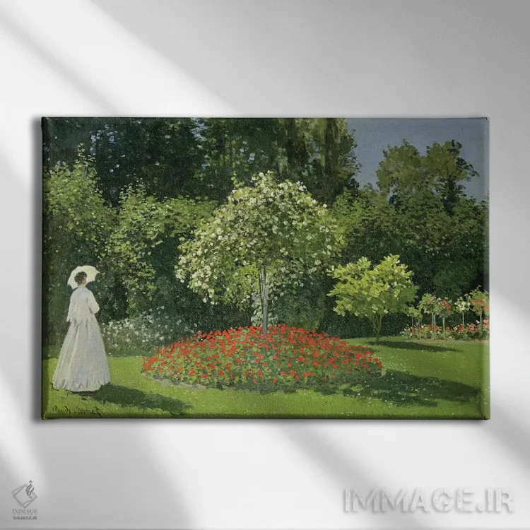 تابلو 1866,ژان ماری لوکادر در باغ، ۱۸۶۶ اثر کلود مونه (نقاش معروف فرانسوی) - نمای روبهرو روی دیوار