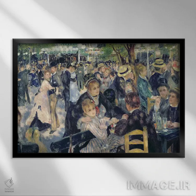 تابلو جشن در مولن دو لا گلت، ۱۸۷۶ اثر پیر-اوگوست رنوار - نمای قابدار مشکی