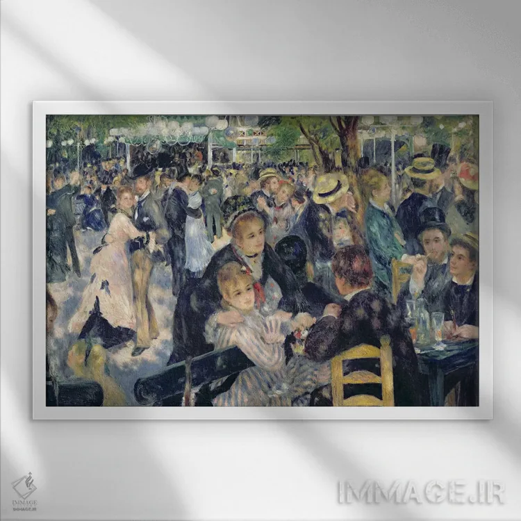 تابلو جشن در مولن دو لا گلت، ۱۸۷۶ اثر پیر-اوگوست رنوار - نمای قابدار سفید