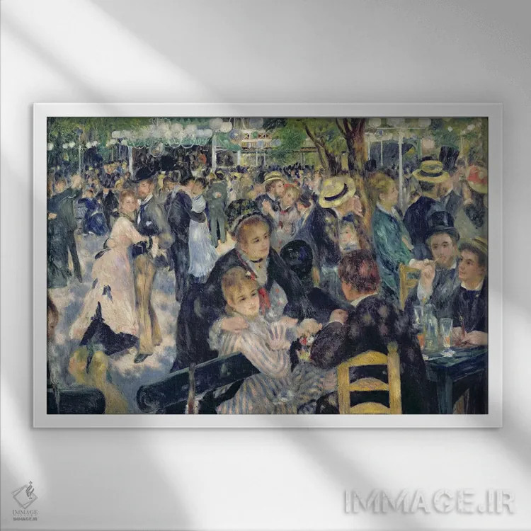 تابلو جشن در مولن دو لا گلت، ۱۸۷۶ اثر پیر-اوگوست رنوار - نمای قابدار سفید