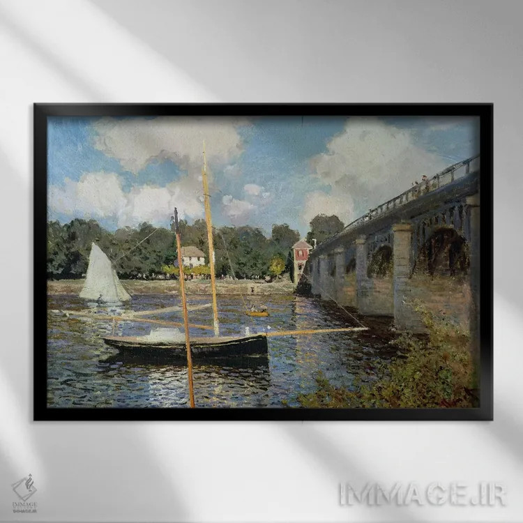 تابلو رود سن در آرژانتوی اثر کلود مونه (نقاش معروف فرانسوی) - نمای قابدار مشکی
