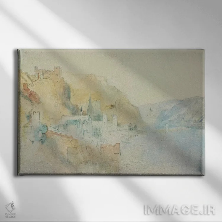 تابلو بر فراز رود راین اثر جی.ام.دبلیو. ترنر (نقاش بزرگ انگلیسی) - نمای روبهرو روی دیوار