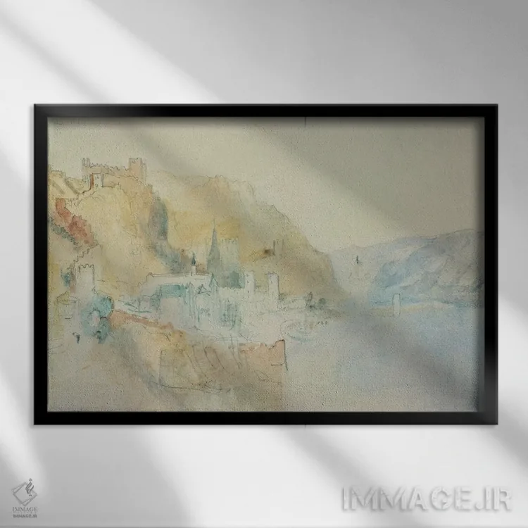 تابلو بر فراز رود راین اثر جی.ام.دبلیو. ترنر (نقاش بزرگ انگلیسی) - نمای قابدار مشکی
