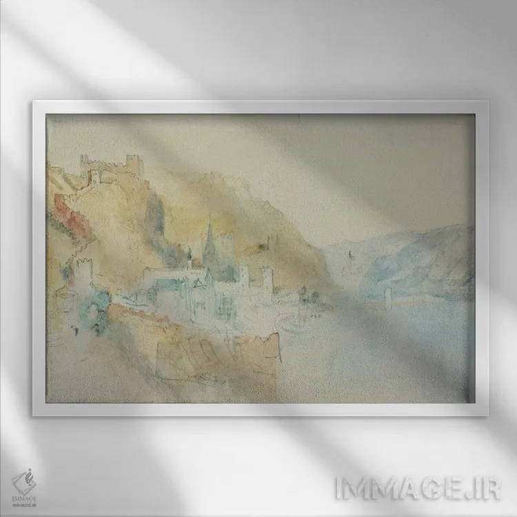 تابلو بر فراز رود راین اثر جی.ام.دبلیو. ترنر (نقاش بزرگ انگلیسی) - نمای قابدار سفید