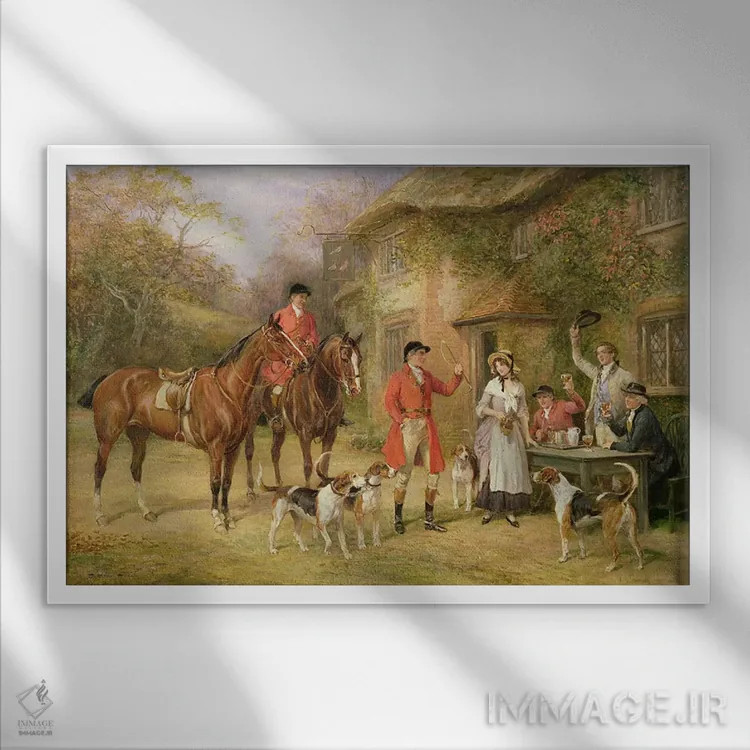 تابلو دیدار در مهمانخانه سه کبوتر اثر هیوود هاردی - نمای قابدار سفید