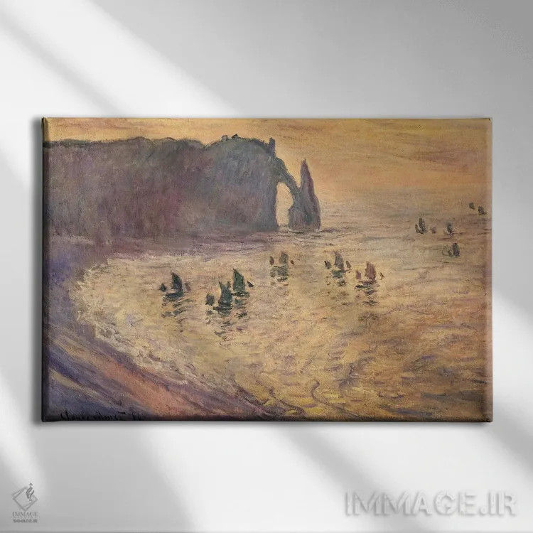 تابلو 1886,صخرههای اتْرِتَا، ۱۸۸۶ اثر کلود مونه (نقاش معروف فرانسوی) - نمای روبهرو روی دیوار