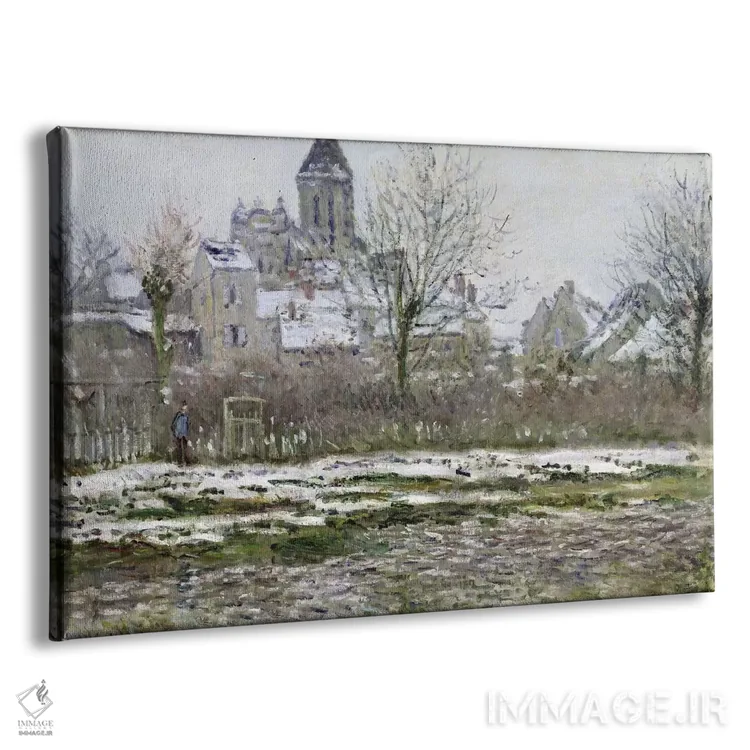 تابلو 1878-79,کلیسا در وتوی زیر برف، ۱۸۷۸–۷۹ اثر کلود مونه (نقاش معروف فرانسوی) - نمای پرسپکتیو محصول