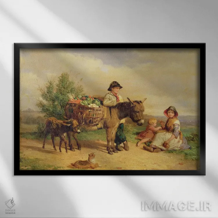 تابلو مکثی در مسیر بازار اثر جی.او. بنکس - نمای قابدار مشکی