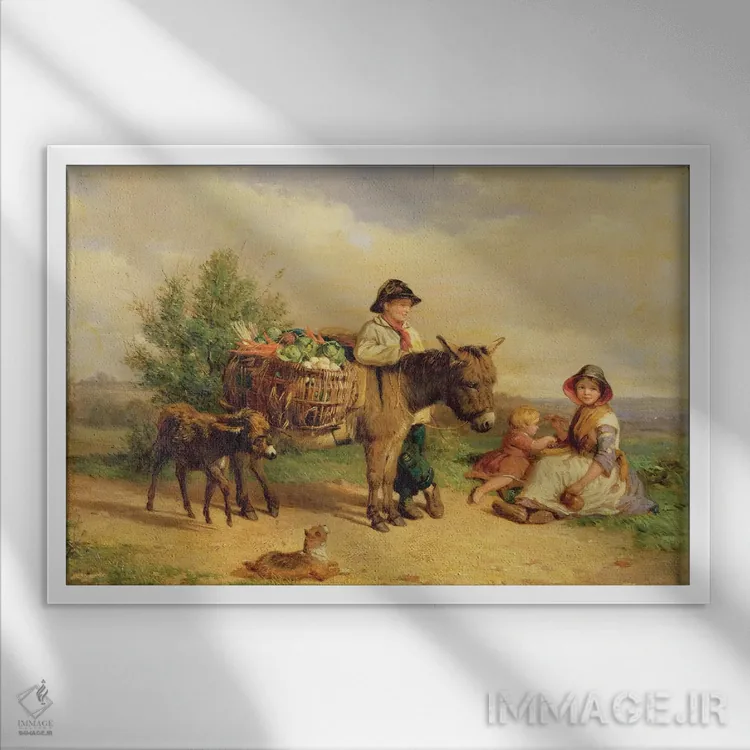 تابلو مکثی در مسیر بازار اثر جی.او. بنکس - نمای قابدار سفید