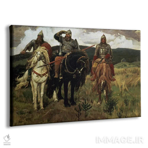 تابلو 1881-98,شوالیههای جنگجو، ۱۸۸۱-۱۸۹۸ اثر ویکتور میخائیلوویچ واسنتسوف (نقاش روس) - نمای پرسپکتیو محصول