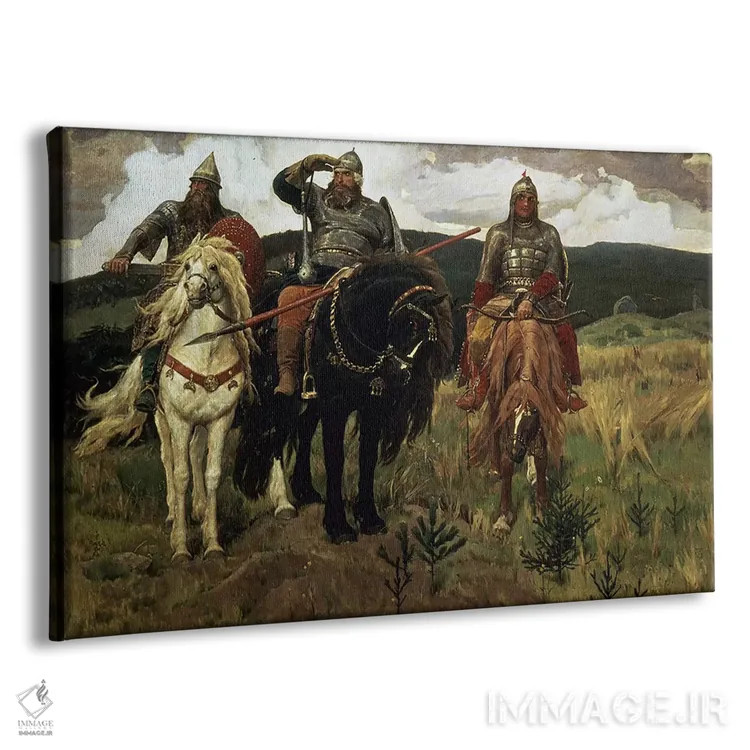 تابلو 1881-98,شوالیههای جنگجو، ۱۸۸۱-۱۸۹۸ اثر ویکتور میخائیلوویچ واسنتسوف (نقاش روس) - نمای پرسپکتیو محصول