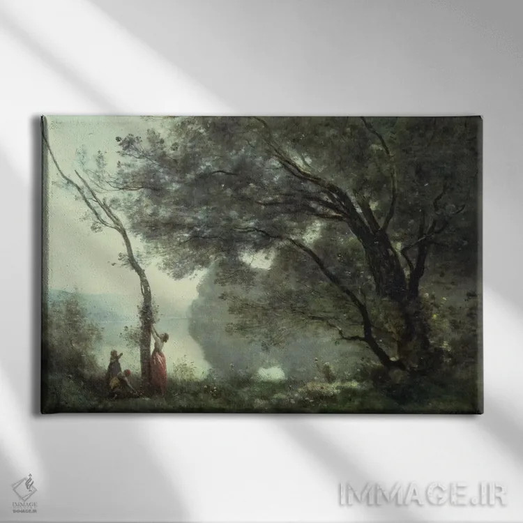 تابلو 1864,یادبودهایی از مورترفونتن، ۱۸۶۴ اثر ژان باتیست کامیل کورو - نمای روبهرو روی دیوار