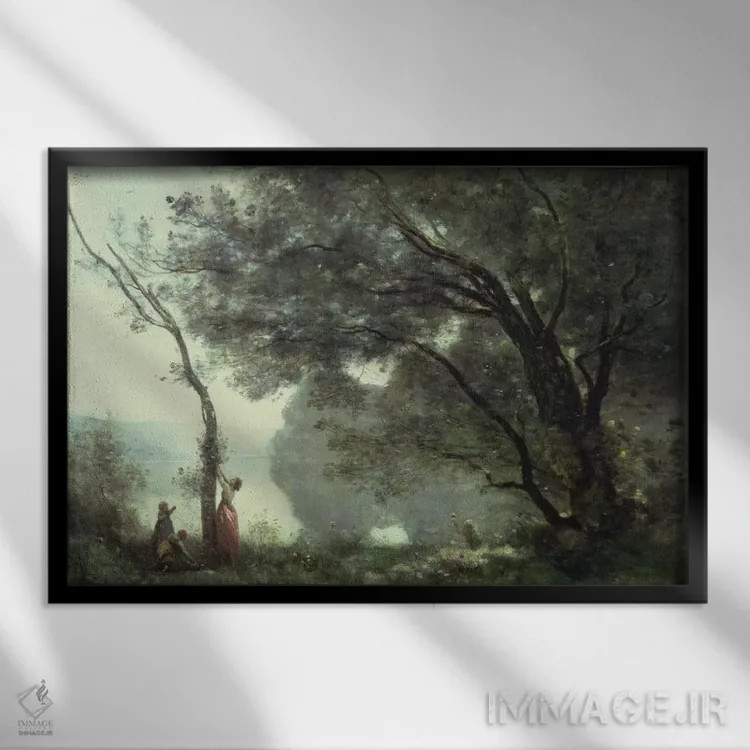 تابلو 1864,یادبودهایی از مورترفونتن، ۱۸۶۴ اثر ژان باتیست کامیل کورو - نمای قابدار مشکی