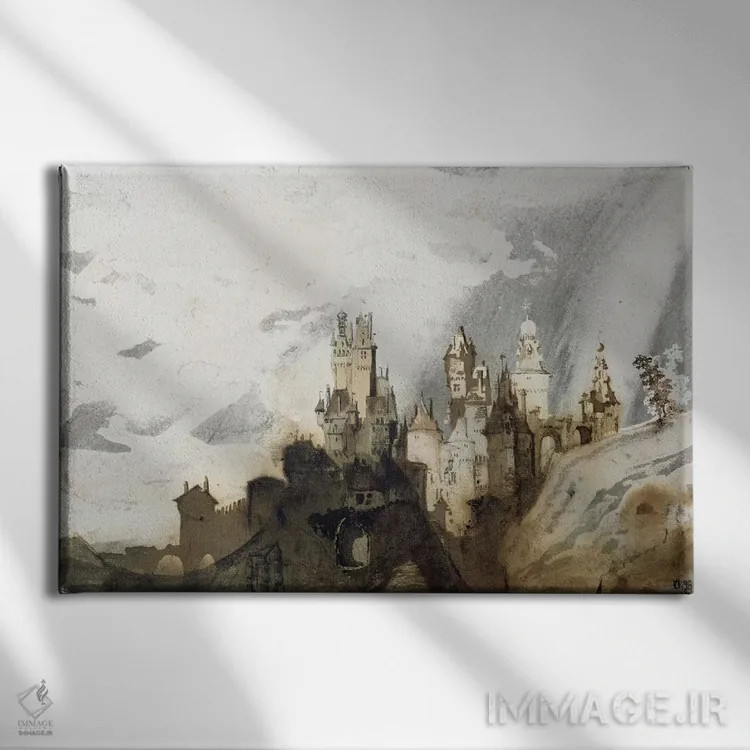 تابلو کاخ بانشاط (ترجمه تحتاللفظی) اثر ویکتور هوگو (نویسنده و هنرمند فرانسوی) - نمای روبهرو روی دیوار