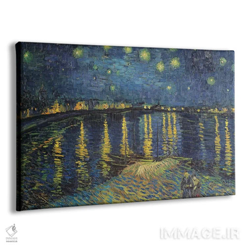تابلو 1888,شب پرستاره بر فراز رود رون، ۱۸۸۸ اثر ونسان ون گوگ (نقاش مشهور هلندی پستامپرسیونیسم) - نمای پرسپکتیو محصول