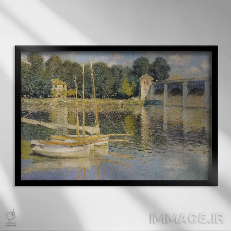تابلو 1874,پل آرژانتوی، ۱۸۷۴ اثر کلود مونه (نقاش معروف فرانسوی) - نمای قابدار مشکی
