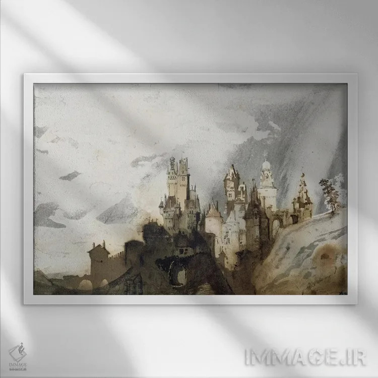 تابلو کاخ بانشاط (ترجمه تحتاللفظی) اثر ویکتور هوگو (نویسنده و هنرمند فرانسوی) - نمای قابدار سفید