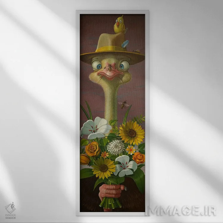 تابلو با گلها بگو اثر فرانک وارمدام - نمای قابدار سفید