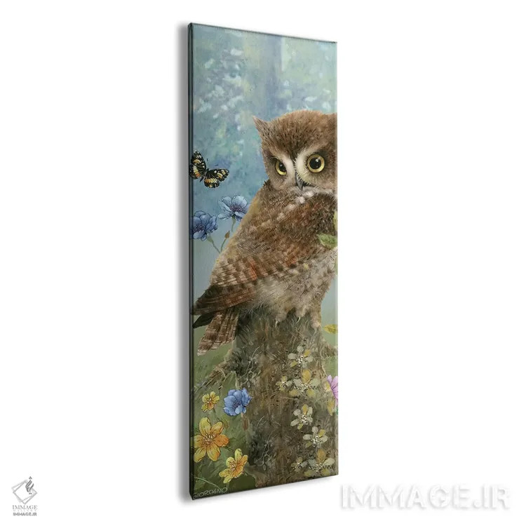 تابلو جغد در چمنزار اثر جوردانو استودیو (استودیوی هنری) - نمای پرسپکتیو محصول