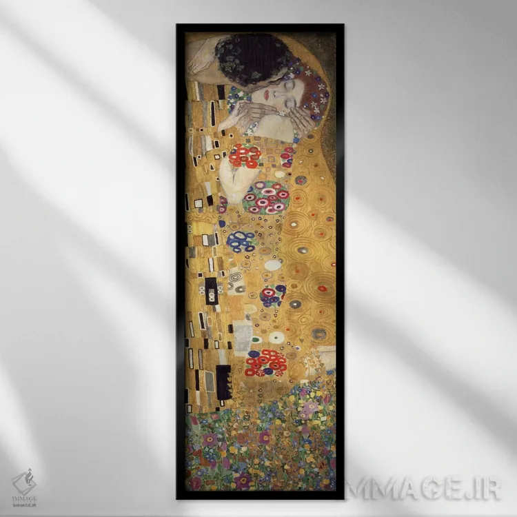 تابلو بوسه، برش عمودی اثر گوستاو کلیمت - نمای قابدار مشکی