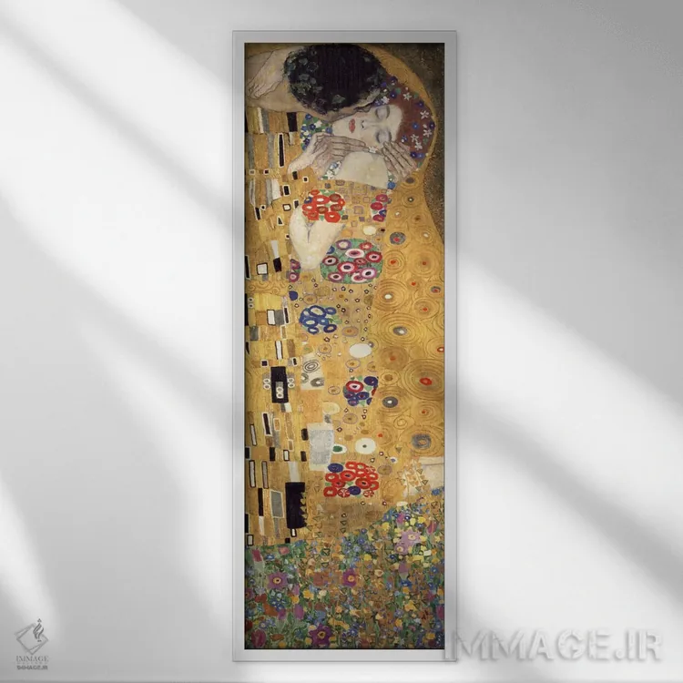 تابلو بوسه، برش عمودی اثر گوستاو کلیمت - نمای قابدار سفید