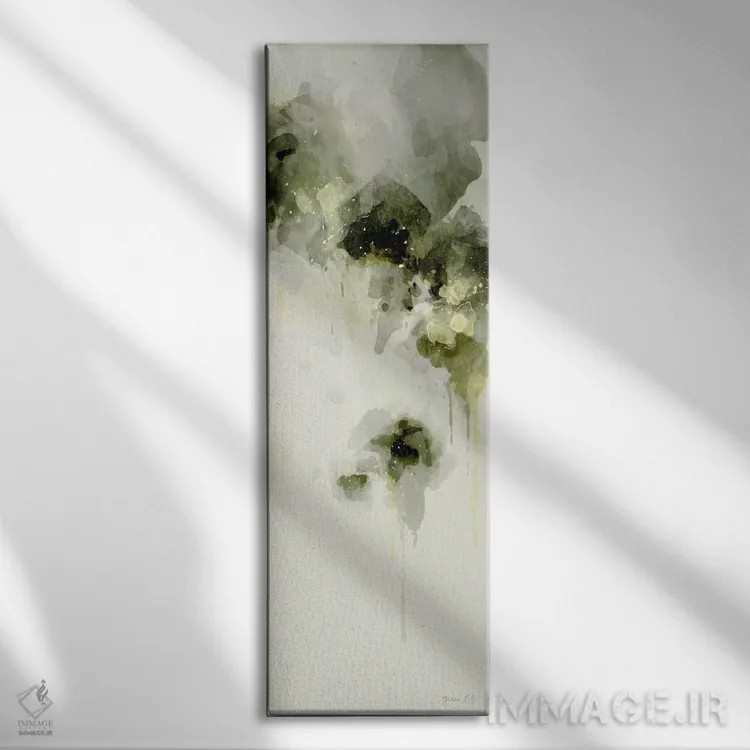 تابلو صبح انتزاعی مهآلود ۱ اثر گرین لیلی (برند هنری) - نمای روبهرو روی دیوار