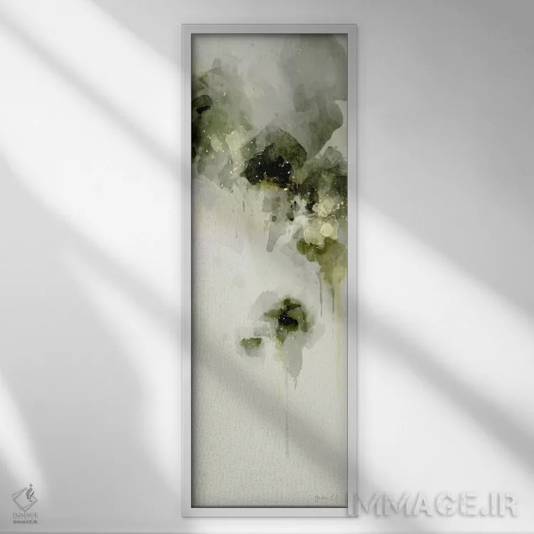 تابلو صبح انتزاعی مهآلود ۱ اثر گرین لیلی (برند هنری) - نمای قابدار سفید